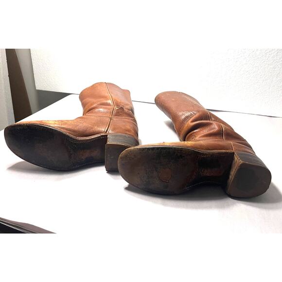 Vintage FRYE CAMPUS Tall Riding Boots Brown Leather Sz 9.5 D Men's MADE IN USA - Picture 4 of 9